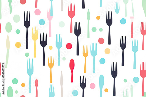 Colorful Fork Pattern Seamless Repeat Background
