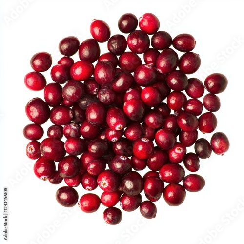 Fresh cranberry berries in a flat lay arrangement.