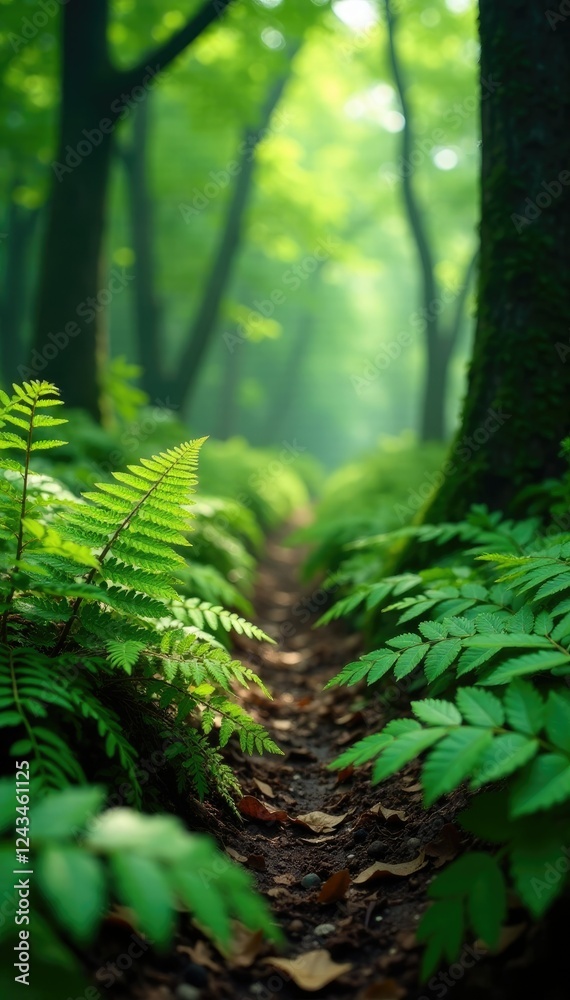 Fern-filled forest floor with ferns and leaves, leaves, ferns, greenery Fern-filled forest floor with ferns and leaves, leaves, ferns, greenery