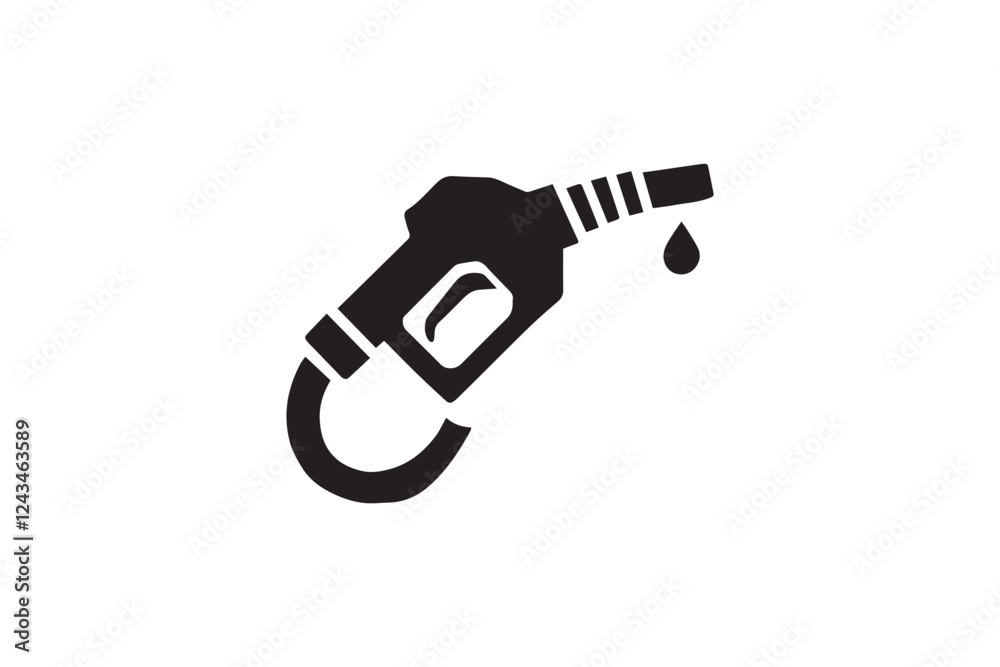 Fuel nozzle vector silhouette isolated in white background Fuel nozzle vector silhouette isolated in white background