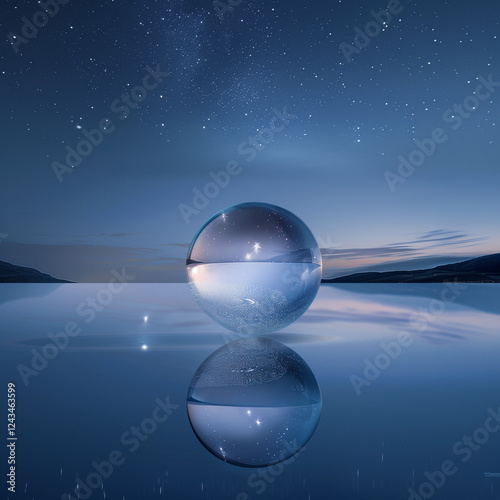 Wallpaper Mural Floating Transparent Glass Orb in a Starry Sky Torontodigital.ca