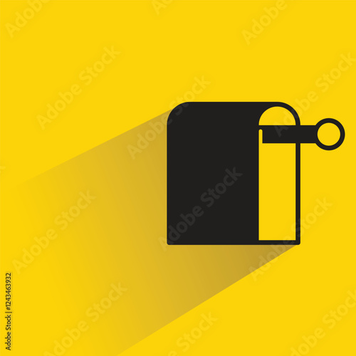 towel on hanger icon with drop shadow on yellow background