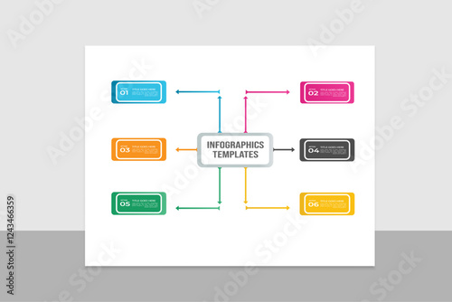 Modern Infographic template design with rectangular multicolor blue ,orange, black  green pink shape



