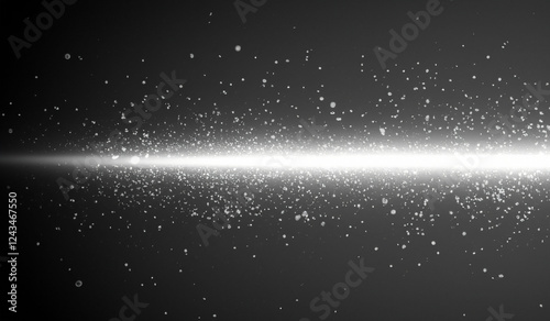 Monochrome modern  futuristic dark graphite grey background texture with horizontal laser ray and  particles