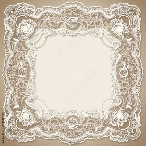 Vintage lace border framing designed for elegant paper crafts, invitations, or decorative presentations