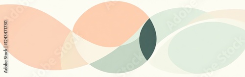 Wallpaper Mural Faint mint and peach overlapping half-circles creating a soothing abstract pattern for a calm atmosphere Torontodigital.ca