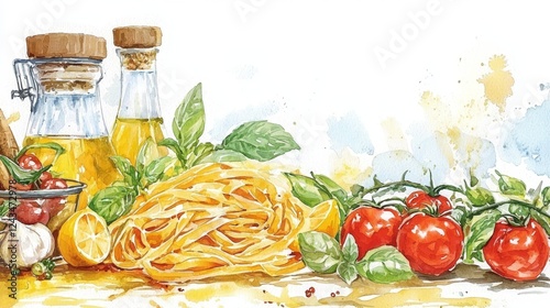 This artwork highlights the ingredients that make Italian cuisine so beloved.