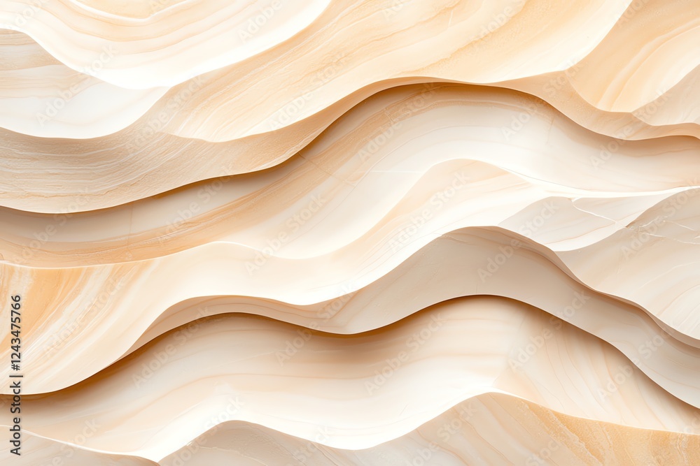 Obraz premium Abstract layered waves in soft creamy colors create a soothing and elegant backdrop for various design applications and projects.