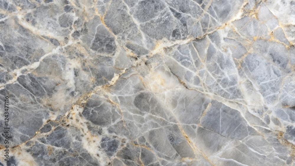 Fototapeta premium Close-up shot of grey marble surface with intricate and beautiful structure details, decorative element, natural stone