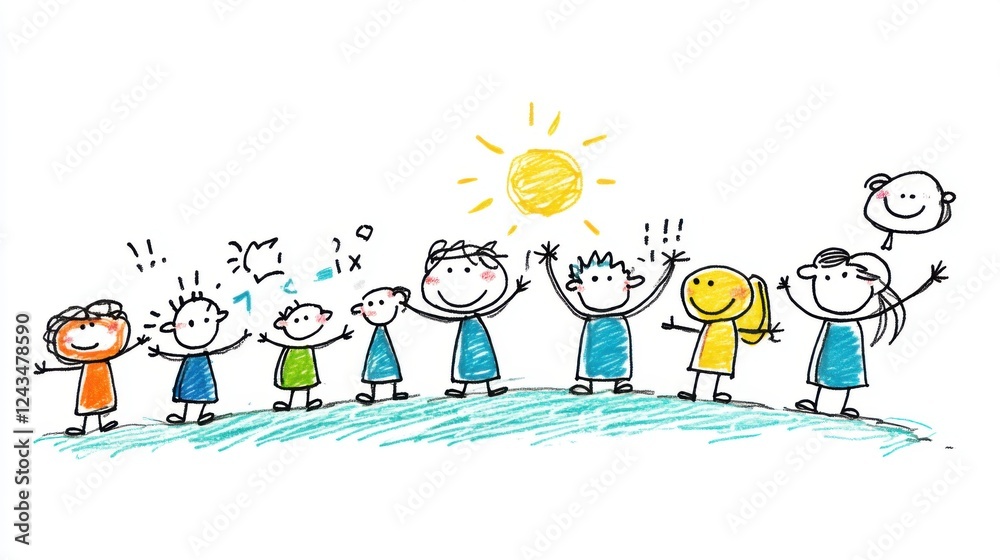 Joyful Children Celebrating Together Under the Bright Sunlight in a Playful and Colorful Environment Joyful Children Celebrating Together Under the Bright Sunlight in a Playful and Colorful Environment