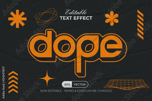 Dope Text Effect Retro Vintage Brutalism Style. Editable Text Effect.