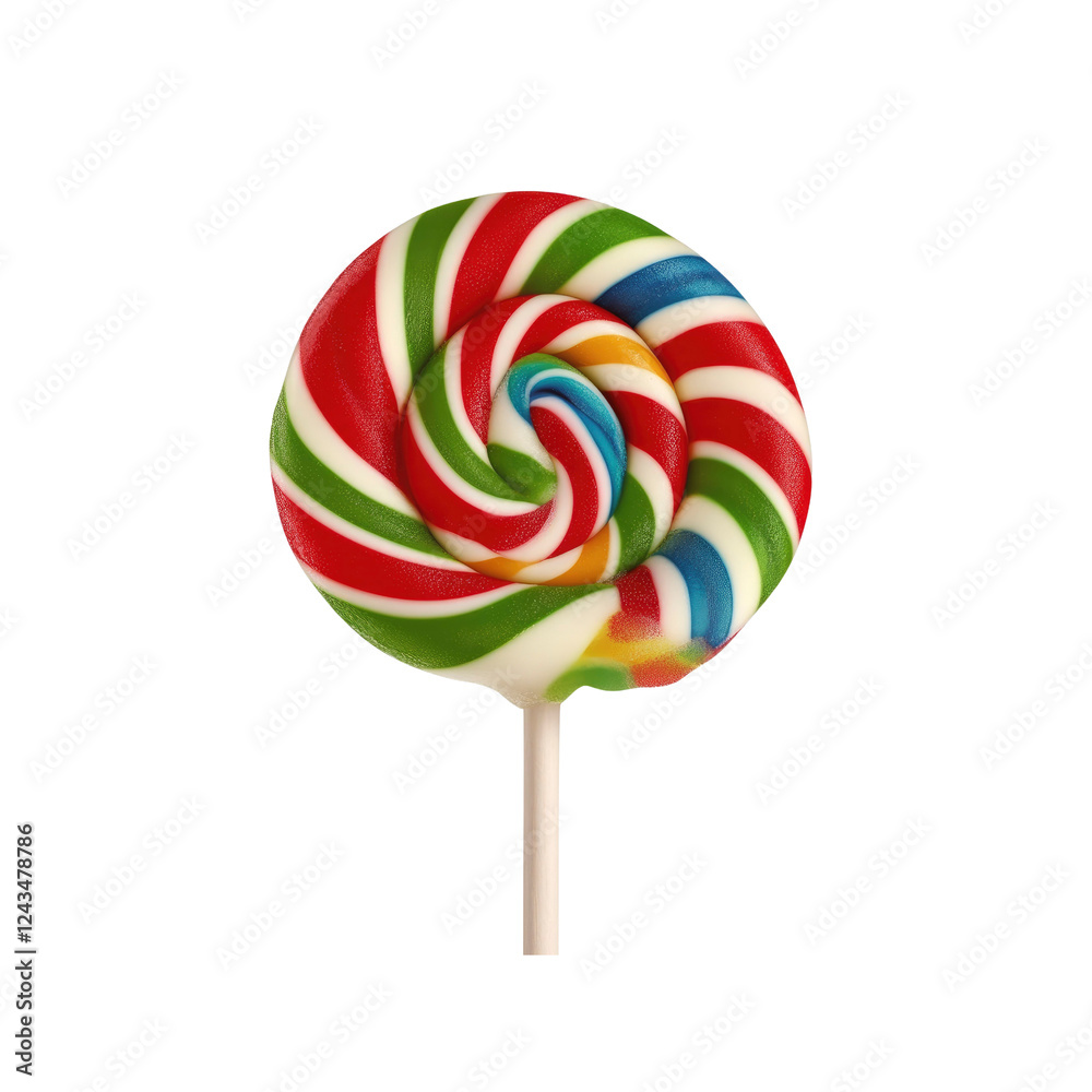 Colorful Swirled Lollipop on White Stick Colorful Swirled Lollipop on White Stick