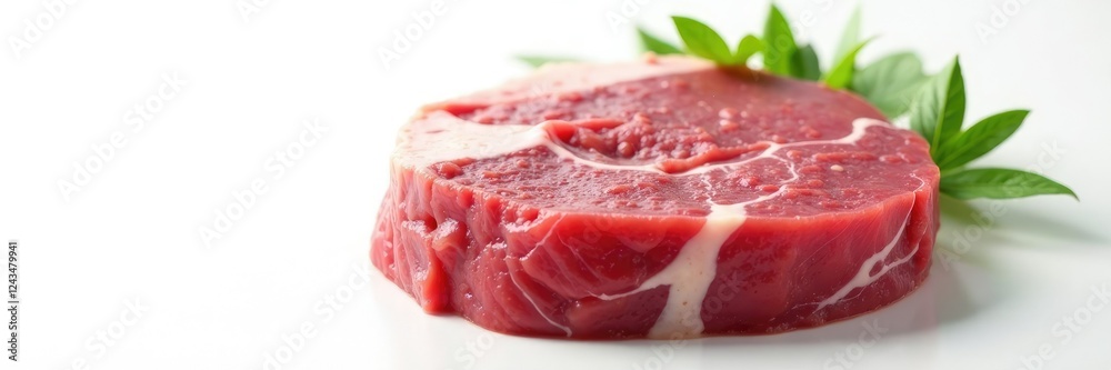 Tender lamb cutlet on a plain white background, lamb steak, red meat, protein Tender lamb cutlet on a plain white background, lamb steak, red meat, protein