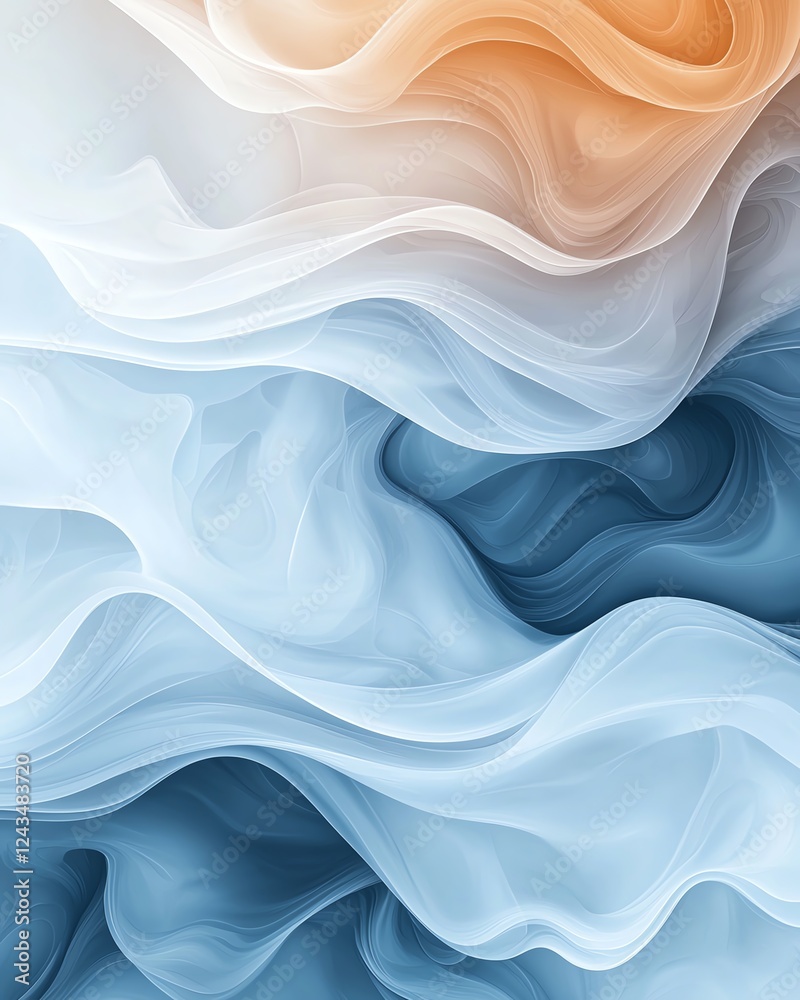 Fototapeta premium Soft and flowing abstract textures in gentle colors create a serene and peaceful atmosphere, perfect for backgrounds or digital designs that require a touch of elegance.