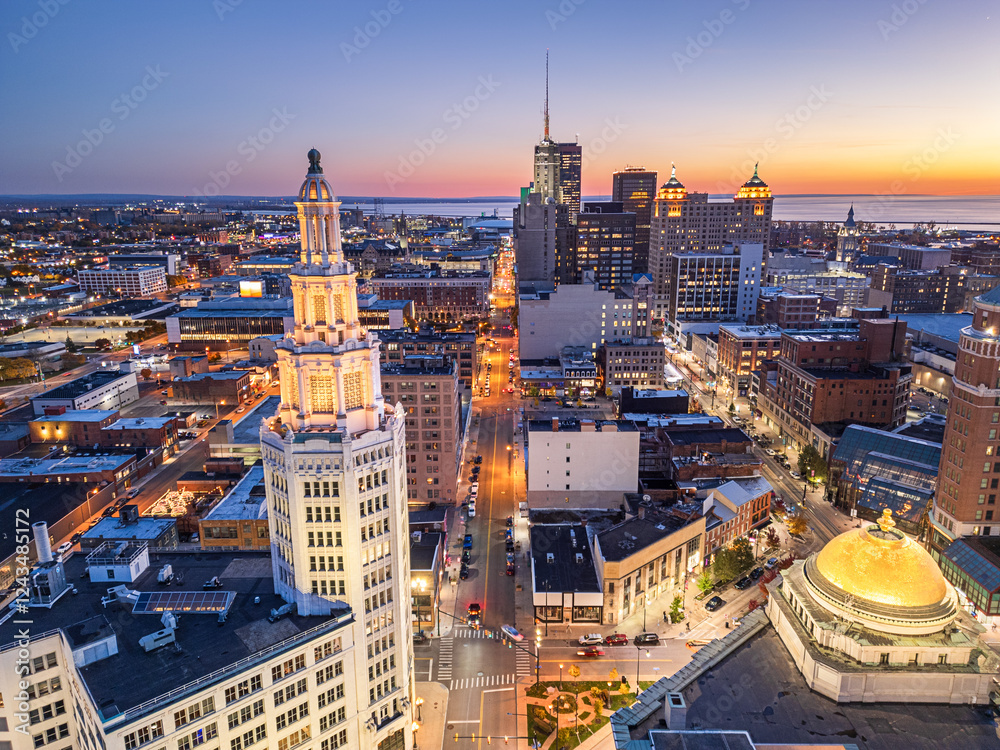 Naklejka premium Buffalo, New York, USA Downtown Skyline
