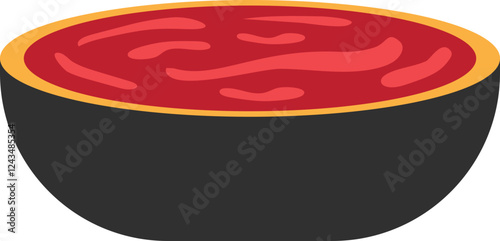 Illustration of Red Cream In Bowl, Red Sauce