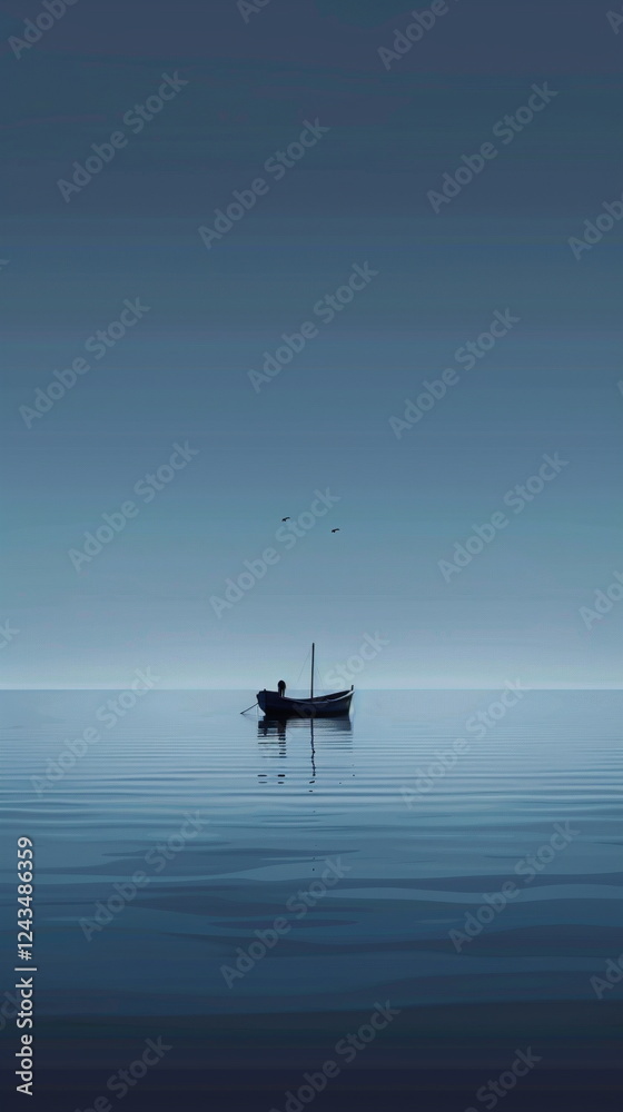Fototapeta premium Fishing boat on the sea in the morning. 3d render