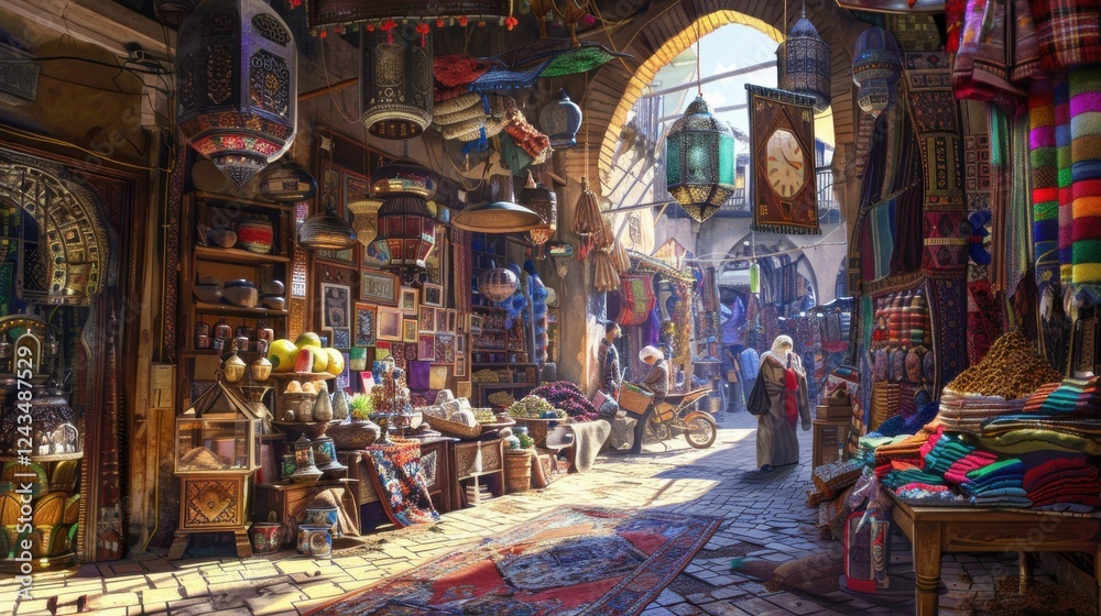 Obraz premium Exploring a Vibrant Moroccan Bazaar