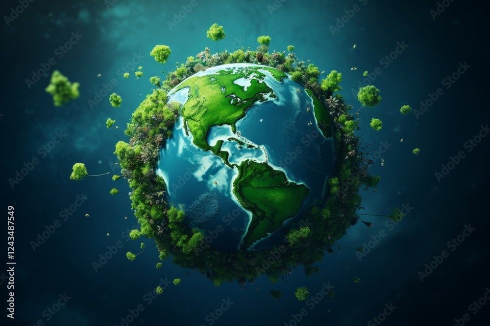 Vibrant green planet floating in a serene cosmic atmosphere. Generative AI Vibrant green planet floating in a serene cosmic atmosphere. Generative AI