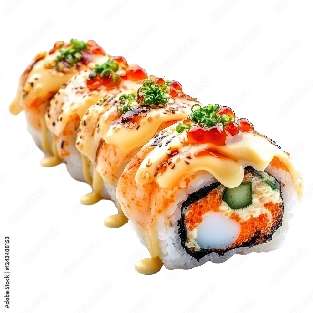 Exquisite Assortment of Gourmet Sushi Rolls on a Serving Platter
