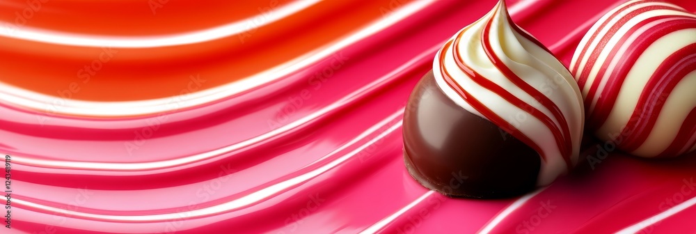 Fototapeta premium Gourmet Chocolate Indulgence A swirl of delight. Abstract background with chocolates.