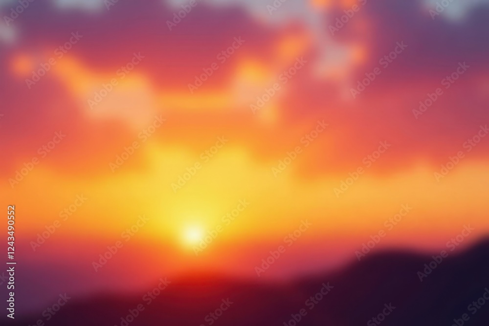 Fototapeta premium Blurred sunset sky, warm color gradient, tranquil scene, nature, romantic