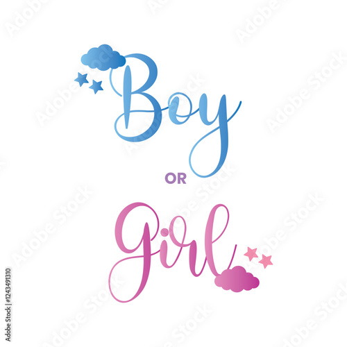 Boy or girl? Gender reveal party card, banner vector element design
