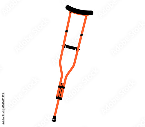 Hand drawn cute cartoon illustration of underarm crutches. Flat vector disability device doodle. Health care treatment sticker, icon. Rehabilitation hospital cane. Diversity or inclusion. Isolated.