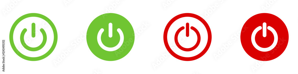 On-off icon. Set of power buttons. On-off icon. Set of power buttons.