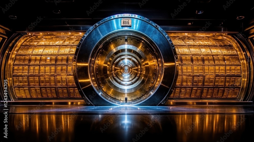Obraz premium High-tech vault, glowing interior, futuristic security