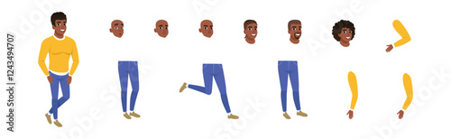 Man Character with Separate Body Parts Vector Set photo