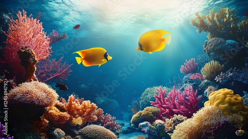 Wallpaper Mural Create underwater scene with few fishes and corals Torontodigital.ca