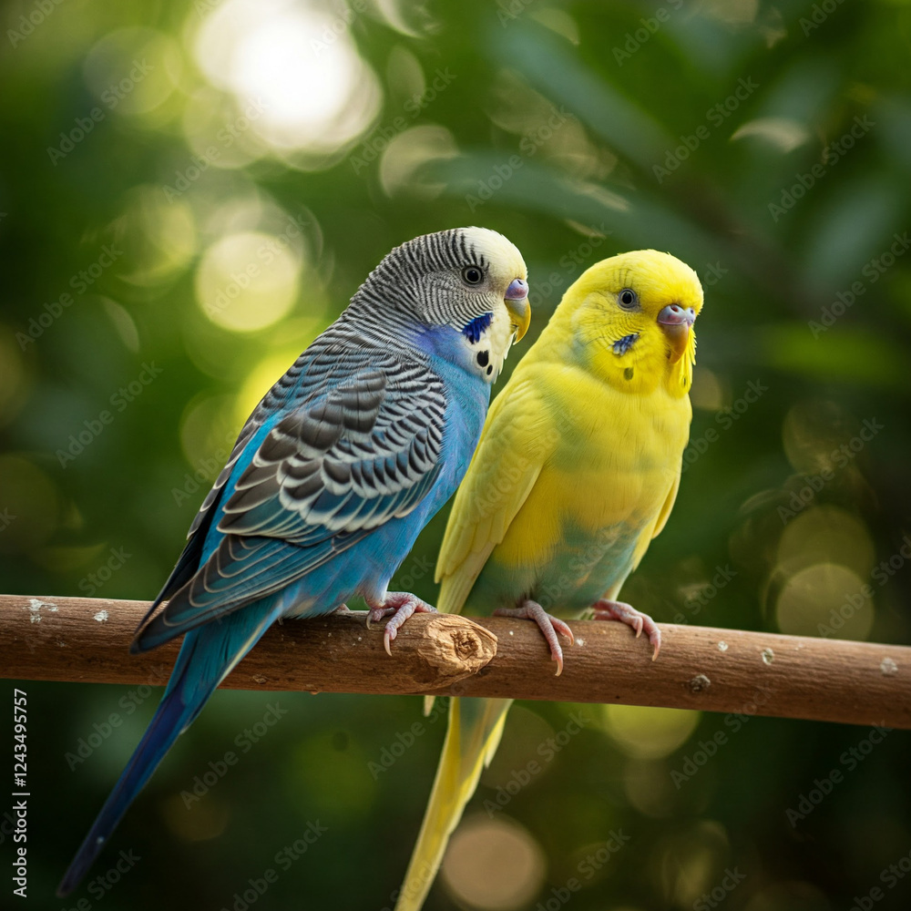 Obraz premium budgies on a branch