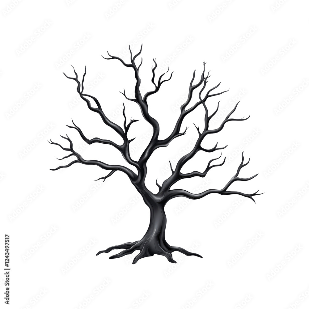 Fototapeta premium Stylized Bare Tree Silhouette Dark, Gothic, Winter, Halloween Design Element