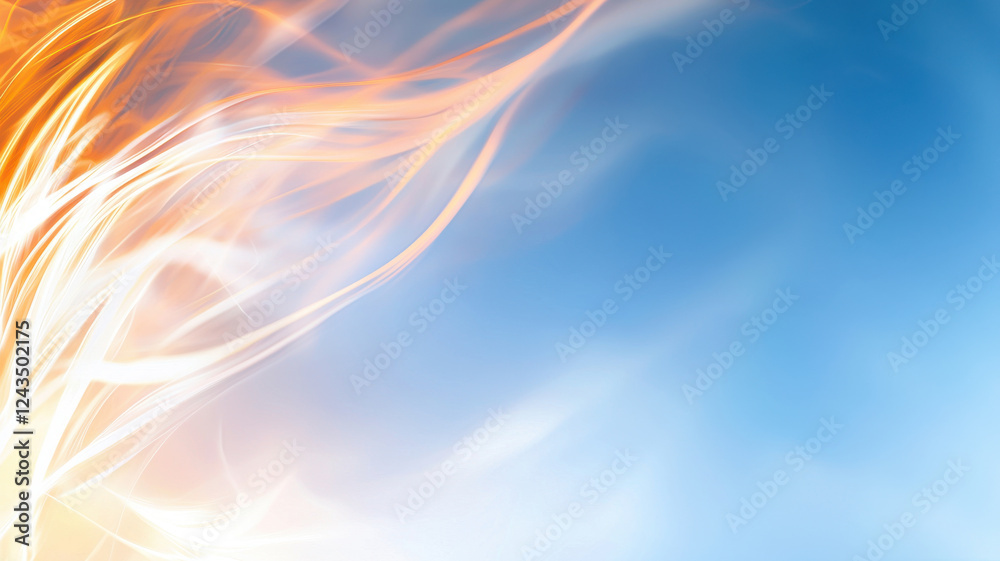 Obraz premium Abstract teal and orange light waves create dynamic and vibrant background