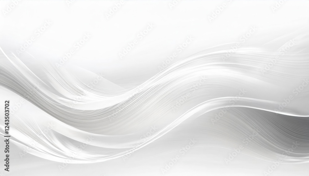 Obraz premium abstract flowing white wave pattern with fine curved line texture, modern minimalistic background for technology, design, and branding