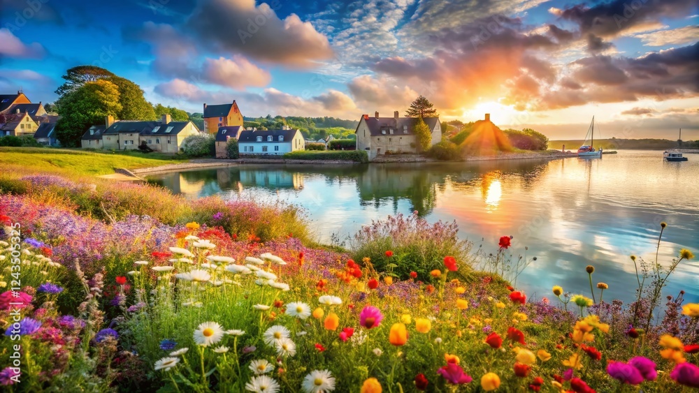 Fototapeta premium Ile aux Moines, Brittany, France: Dreamy Double Exposure Landscape