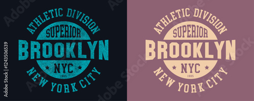 Brooklyn, NYC, New York City, Athletic Division, Superior, retro college varsity typographic vector graphic.