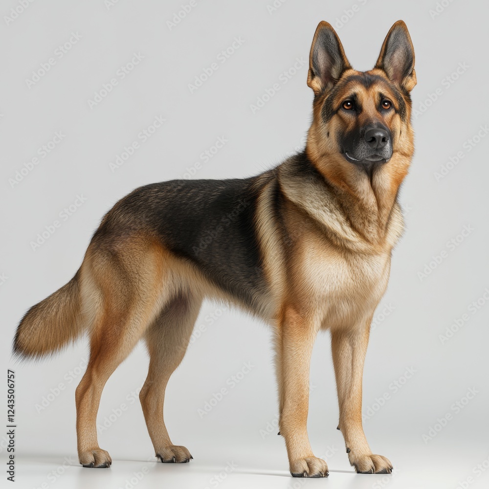 Alert German Shepherd with Soft Expression Standing Proudly Alert German Shepherd with Soft Expression Standing Proudly