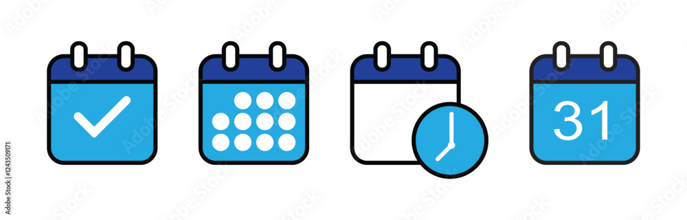 Calendar Icon collection. Set of calendar symbols. Meeting Deadlines icon. Time management .Appointment schedule flat icon Calendar Icon collection. Set of calendar symbols. Meeting Deadlines icon. Time management .Appointment schedule flat icon