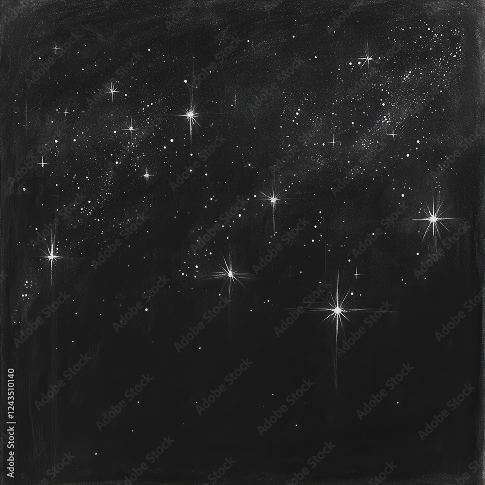 Fototapeta premium Constellation of stars shimmering in the night sky over a serene landscape observed from a quiet location