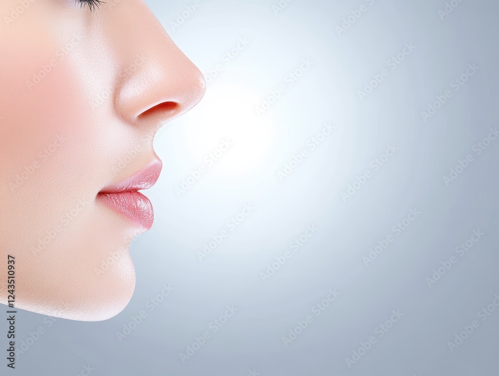 Intriguing closeup, woman with nose piercing a portrait exploring facial features, expression, and modern style Intriguing closeup, woman with nose piercing a portrait exploring facial features, expression, and modern style