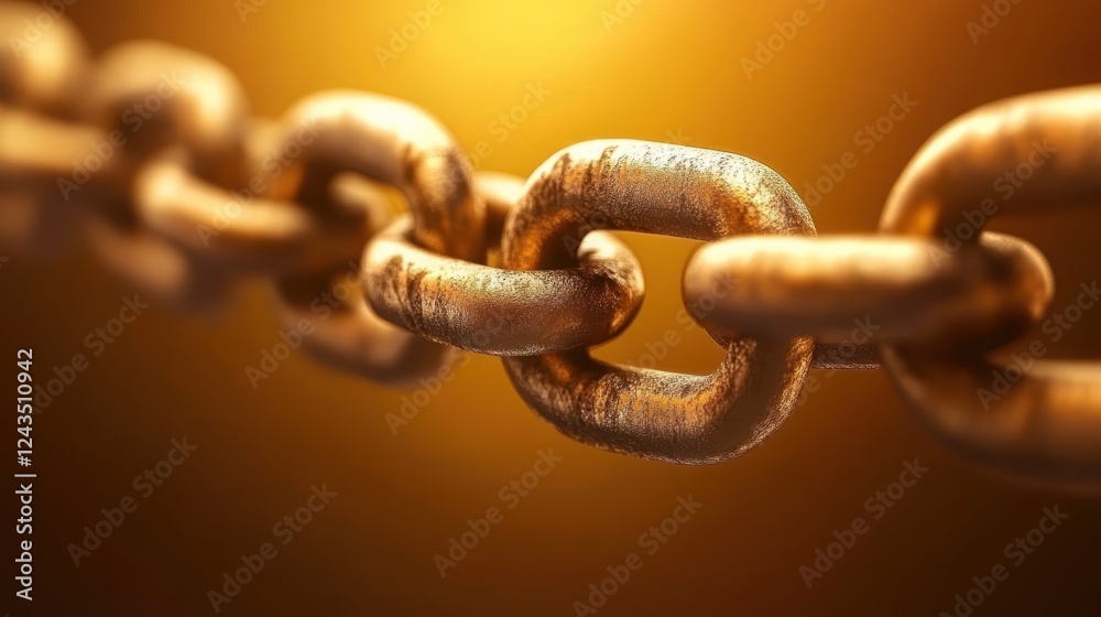 Fototapeta premium Intricate closeup of interlocking metal chain links, a study in strength and connection