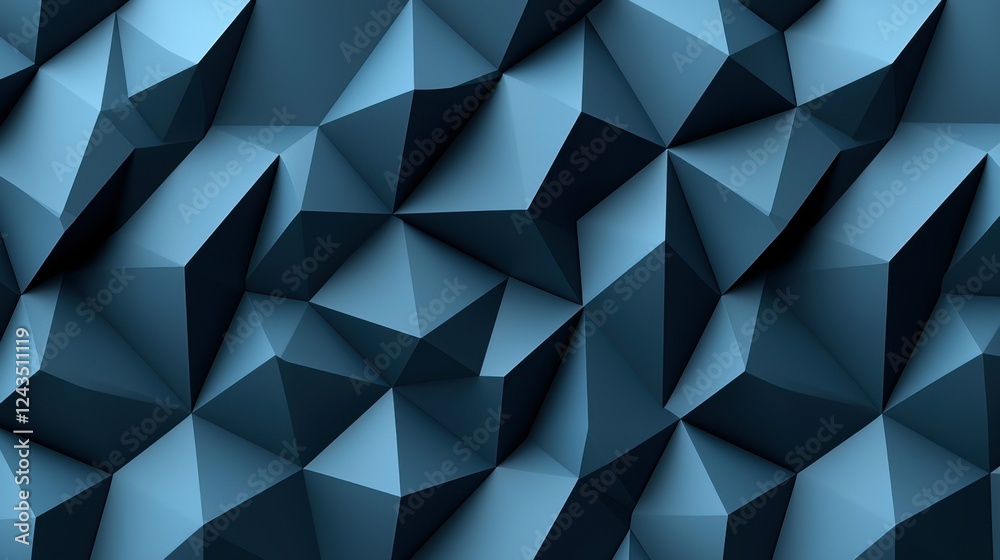 Fototapeta premium A sophisticated black geometric surface in 3D, with sharp edges and angular patterns. Perfect for technology, construction, or design-related topics, offering a sleek, contemporary look.