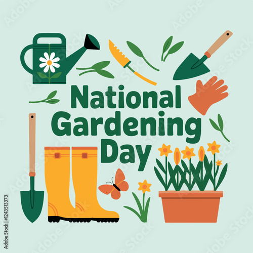 National Gardening Day, card, poster. vector