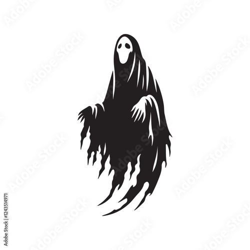  Ghostly wraith with tattered robes silhouette
