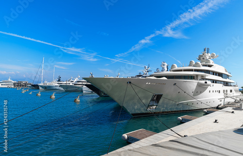 Luxury yachts at port Vauban in Antibes, France. photo
