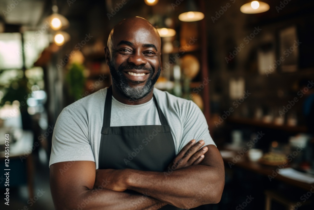 Fototapeta premium Smiling portrait of a middle aged African American small business owner