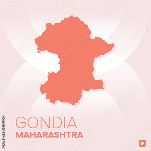 Gondia vector map, Vector map of Gondia, editable eps, AI files, Vector illustration of Gondia vector map