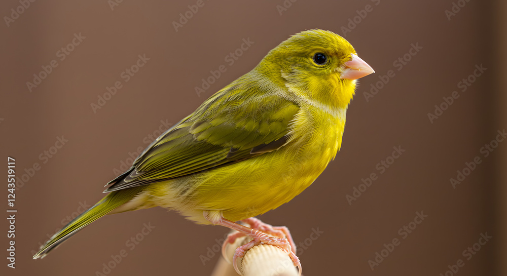 Obraz premium yellow canary perched, its tiny claws gripping an unseen perch, with smooth feathers reflecting light